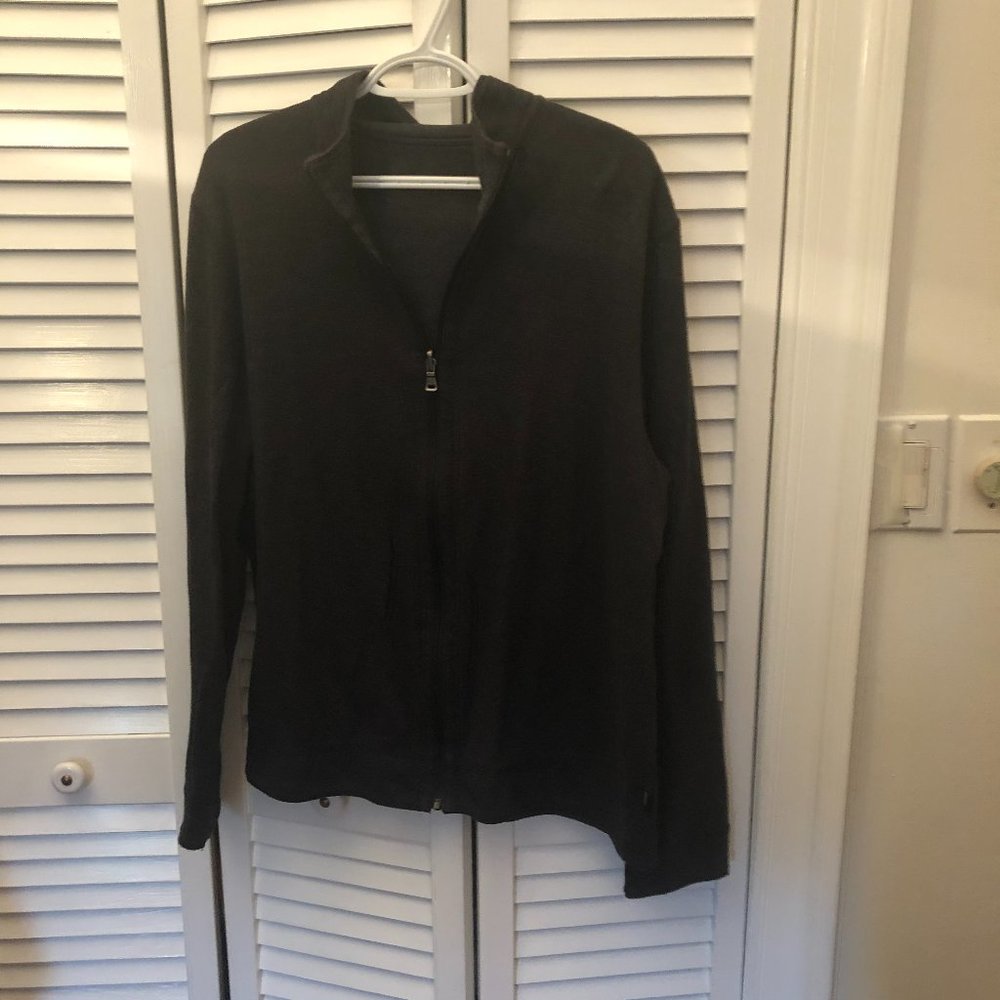 Hugo Boss men black full Zipper Sweater, pit to pi